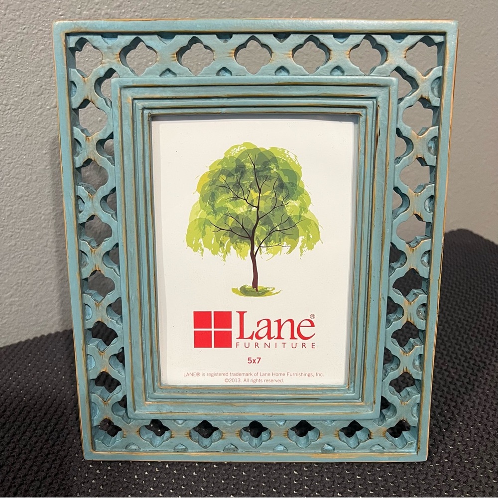 Lane Furniture 5x7 Picture Frame Antiqued Turquoise Medallion Cut Frame